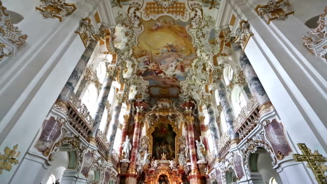 Film Tilt: Pilgrimage Church of Wies near  Fussen Bavaria, Germany