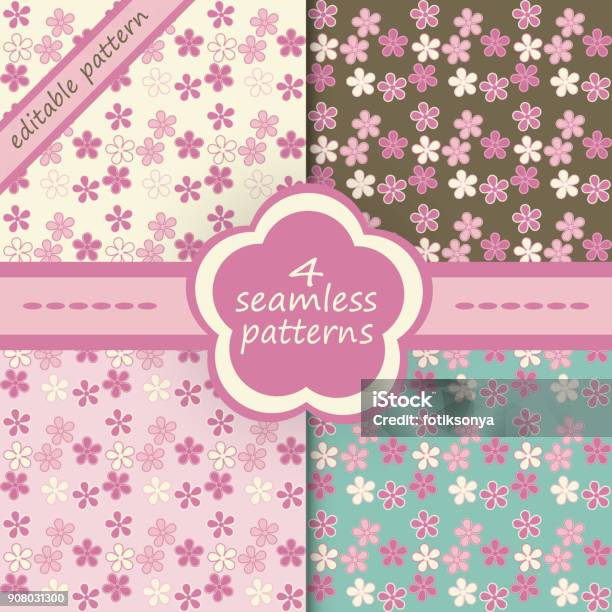 Set Of Seamless Textures Cherry Blossoms Spring Seamless Texture Cherry ...