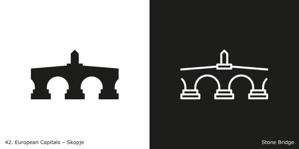 ilustrações de stock, clip art, desenhos animados e ícones de stone bridge icon - skopje - arch bridge