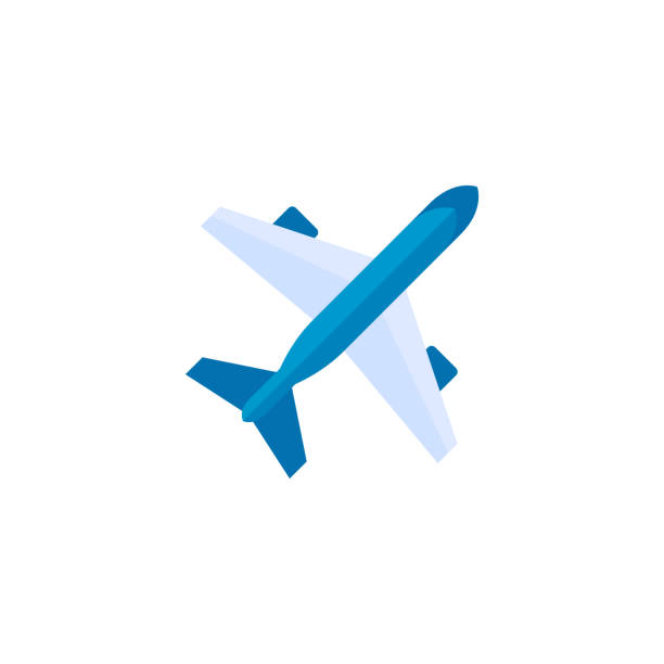 Flat icon - Airplane Airplane icon in flat color style. Aviation transportation take-off travel passenger airplane clipart stock illustrations