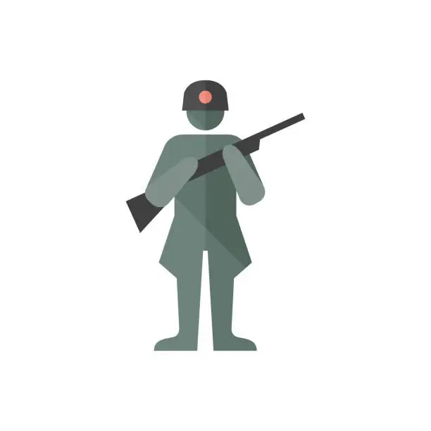 Vector illustration of Flat icon - World War army