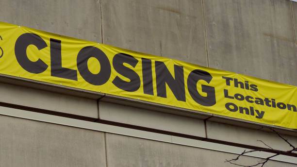 Large Store Closing Sign. stock photo