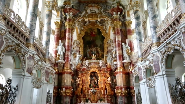 Film Tilt: Pilgrimage Church of Wies near  Fussen Bavaria, Germany