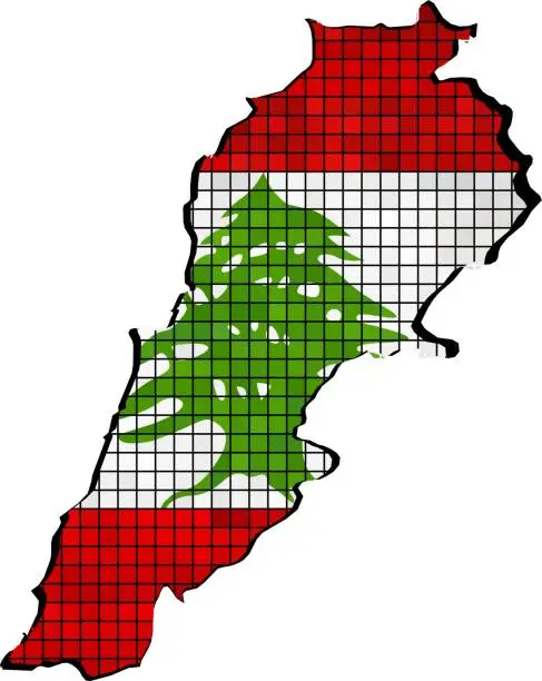 Vector illustration of Lebanon map with flag inside