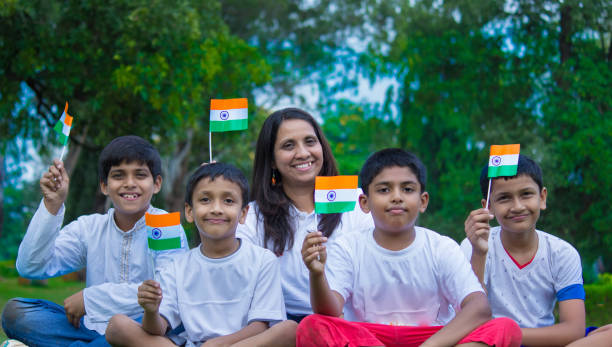 selfie - indian flag india flag independence stock-fotos und bilder