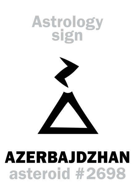 ilustrações de stock, clip art, desenhos animados e ícones de astrology alphabet: azerbajdzhan, asteroid #2698. hieroglyphics character sign (single symbol). - map the future of civilization
