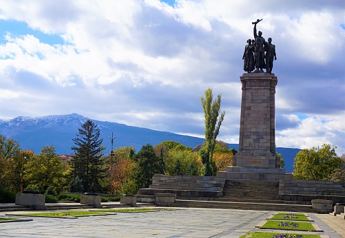Impressive war monument in a park in Sofia