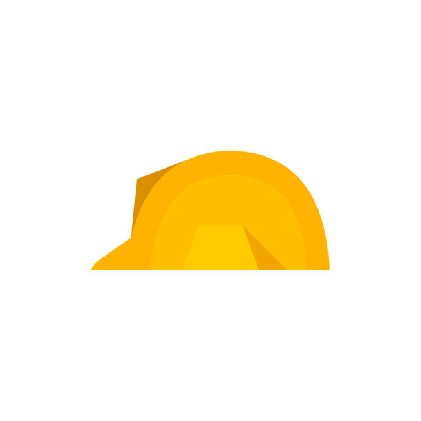 ilustraciones, imágenes clip art, dibujos animados e iconos de stock de icono de plano - casco - hard hat