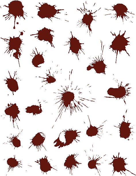 Twenty Six Unique Hand Drawn Ink Blots  human blood stock illustrations