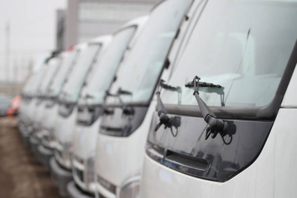 istock Row of lorries on a parking 908054588