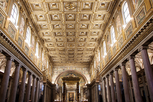 Interiors of the basilica  of Santa maria Maggiore in Rome, a Papal major basilica and the largest Catholic Marian church in Rome,