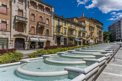 Historical old houses in the center of Acqui Terme, village of Piedmont