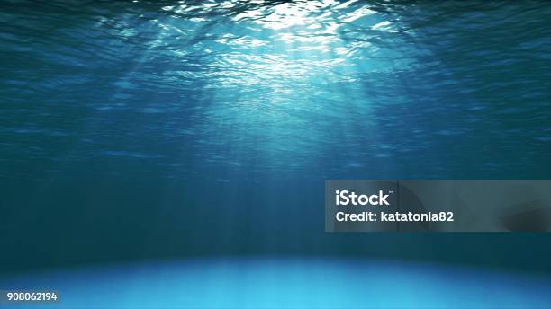 Dark Blue Ocean Surface Seen From Underwater Stock Photo - Download Image Now - Underwater, Sea, Water