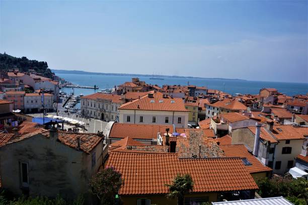 istock Panoramic view over the city of Piran 908062418
