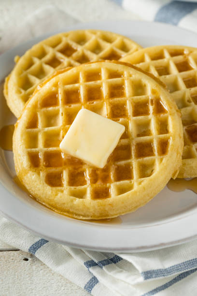istock Brown Hot Freezer Waffles with Butter 908063464