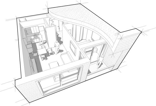ilustrações, clipart, desenhos animados e ícones de diagrama de apartamento - house diagram