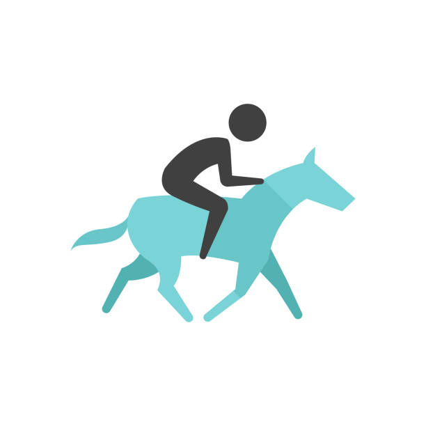 フラット アイコン - 乗馬 - equestrian event flat racing horse racing people点のイラスト素材／クリップアート素材／マンガ素材／アイコン素材