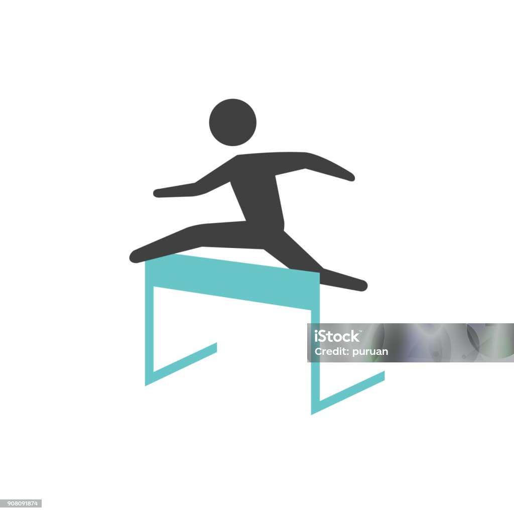 Flat icon - Hurdle run Hurdle run icon in flat color style. Sport competition running sprint challenge Hurdle stock vector