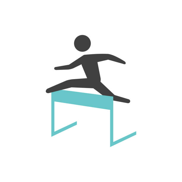 Flat icon - Hurdle run Hurdle run icon in flat color style. Sport competition running sprint challenge hurdle stock illustrations