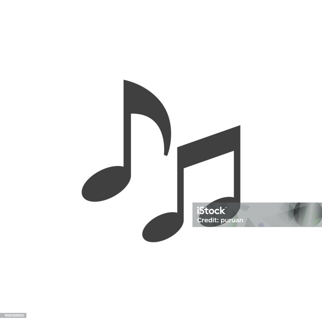 Icône plate - notes de musique - clipart vectoriel de Vectoriel libre de droits