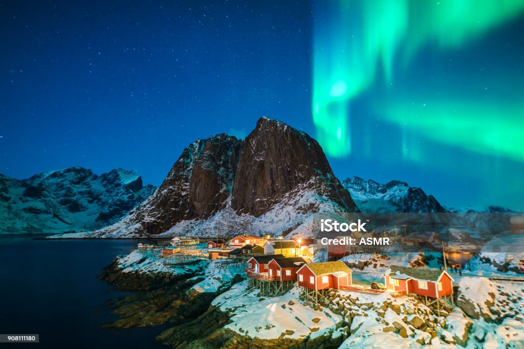 Colorful northern lights Iceland Stock Photo