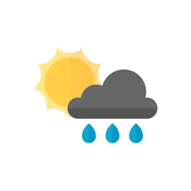 Vector illustration of Flat icon - Rainy