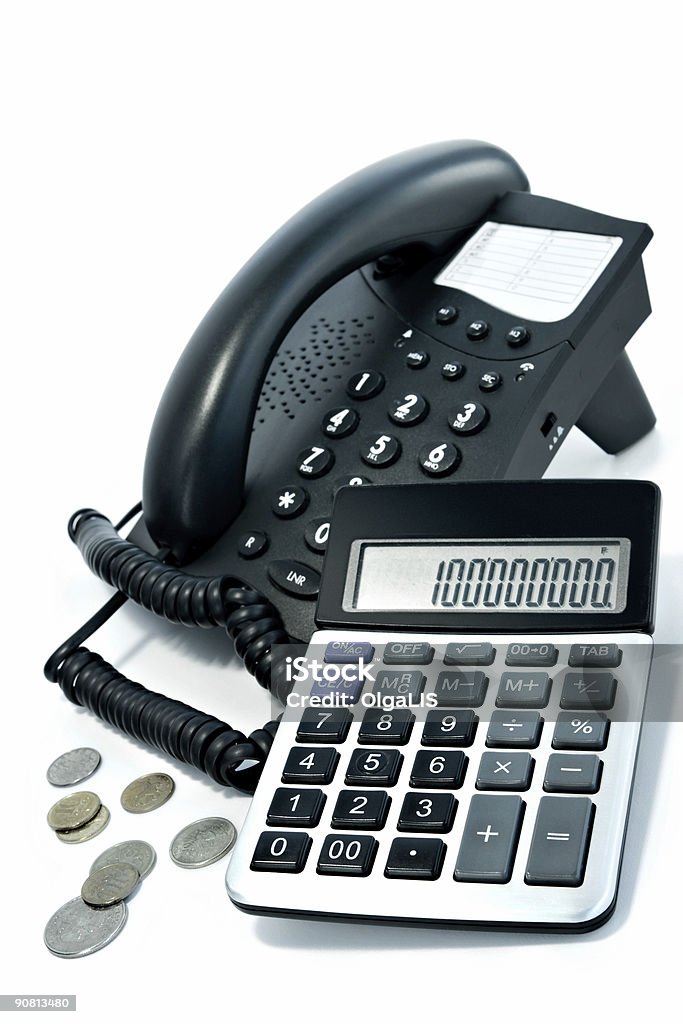 Telefone e Calculadora - Foto de stock de Antigo royalty-free