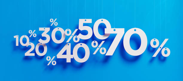 Sale Concept - White Percentage Signs Over Blue Background
