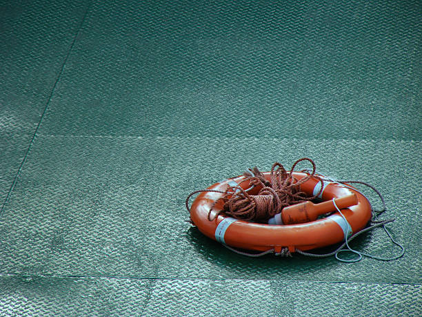 life buoy on deck stock photo