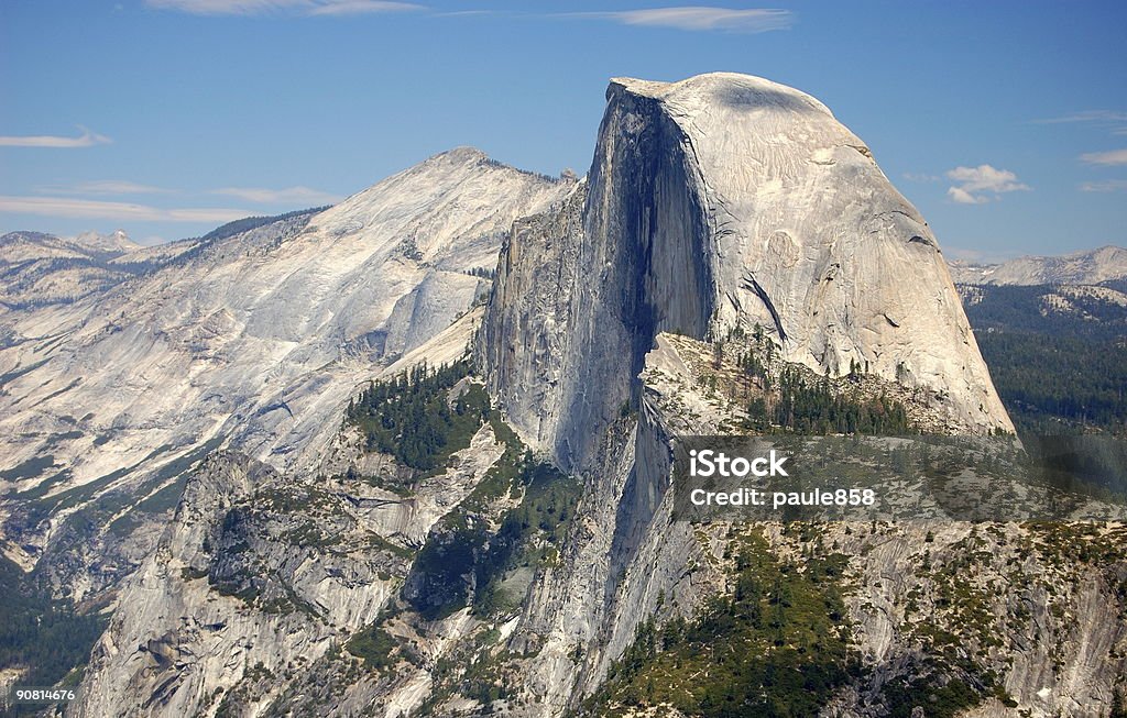 The Dome Mountains with one looking like it was cut in half Half Dome in Yosemite National Park. Half Dome Stock Photo