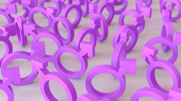 istock Pink Female Icons in an Even Grid on a Simple Concrete Surface 908150846