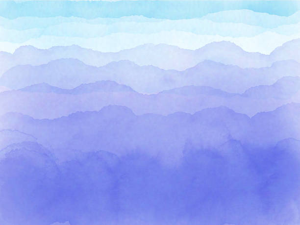 Blue aqua and white watercolor waves