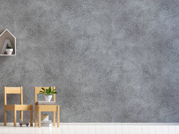 istock Pastel child's room. playroom. modern style. 3d illustration. Wall mock up 908151706