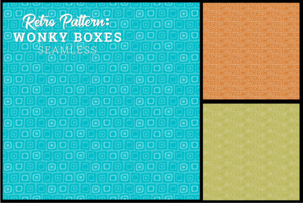 완벽 한 복고풍 남았습니다 상자 패턴 - 1960s style 1970s style seamless wallpaper pattern stock illustrations