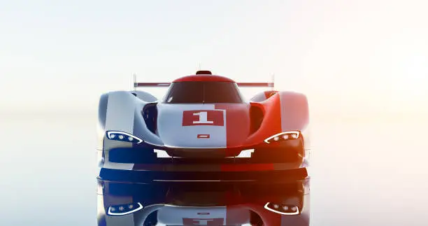 Photo of supercar, lemans prototype, photorealistic render