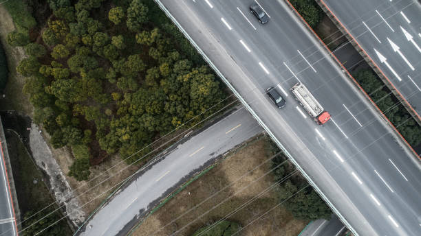 istock aerial view of a highway intersection 908160796