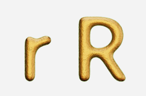 istock Rough Bronze Uppercase and Lowercase r on a White Background 908161606