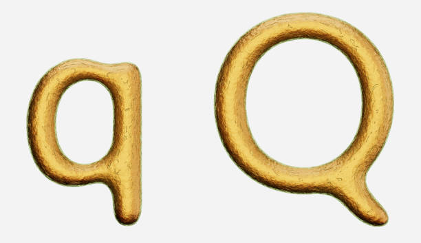 istock Rough Bronze Uppercase and Lowercase q on a White Background 908161616