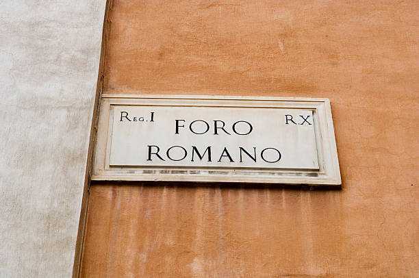 istock Roman Forum Marker - Rome Italy 90816309