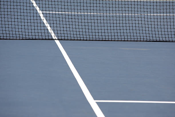 istock Blue Tennis Court and net 90816559