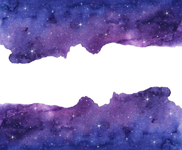 aquarell nacht himmelshintergrund mit sternen. kosmische layout mit platz für text. - star star shape sky night stock-grafiken, -clipart, -cartoons und -symbole