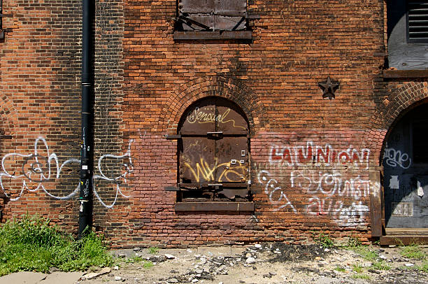 Old Brick Factory Wall stock photo