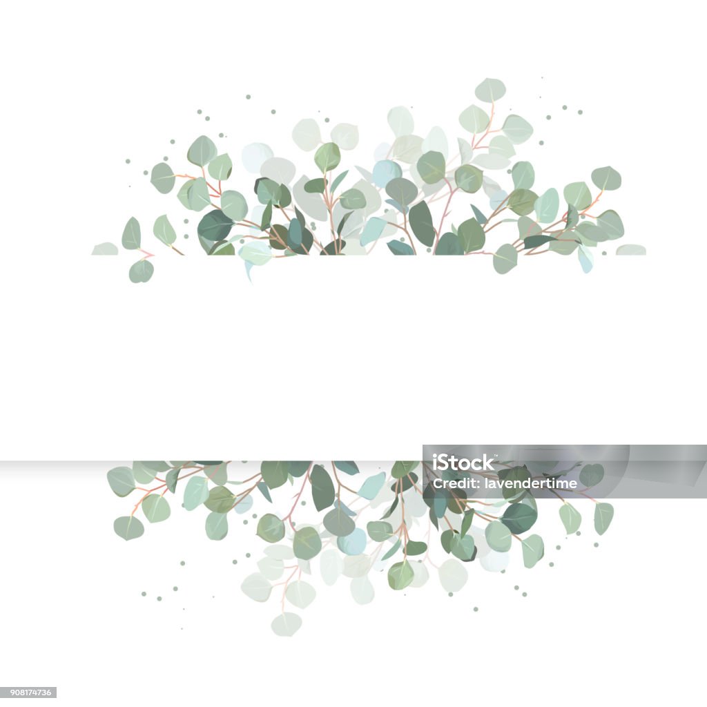 Wedding eucalyptus horizontal vector design banner. Wedding eucalyptus horizontal vector design banner. Rustic greenery. Mint, blue tones. Watercolor style collection. Mediterranean tree. All elements are isolated and editable Eucalyptus Tree stock vector