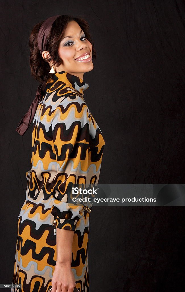 retro hermosa mujer Afroamericana - Foto de stock de 1960-1969 libre de derechos