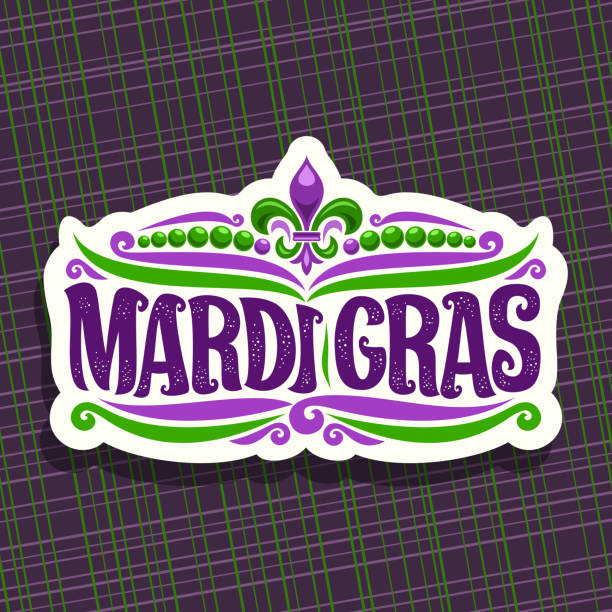 illustrazioni stock, clip art, cartoni animati e icone di tendenza di segno vettoriale per il carnevale del martedì grasso - mardi gras mask bead fleur de lys