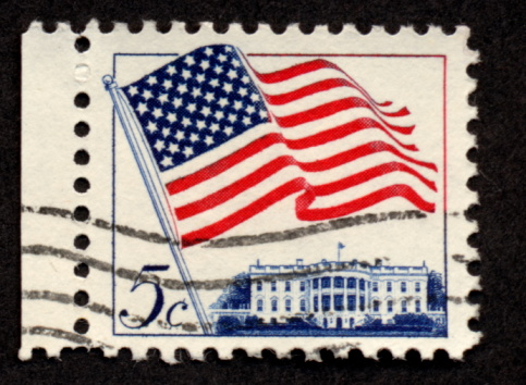 Four Cent Fourth of July 1960 Stamp - on this date a 50th star was added to the American flag to represent the new state of Hawaii. 