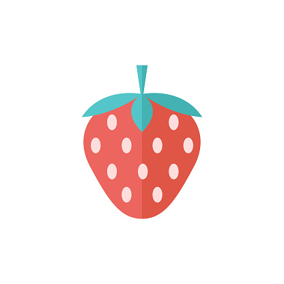 Strawberry chocolate icon in flat color style. Fruit food dessert