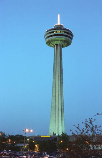 tower at dusk stock photo