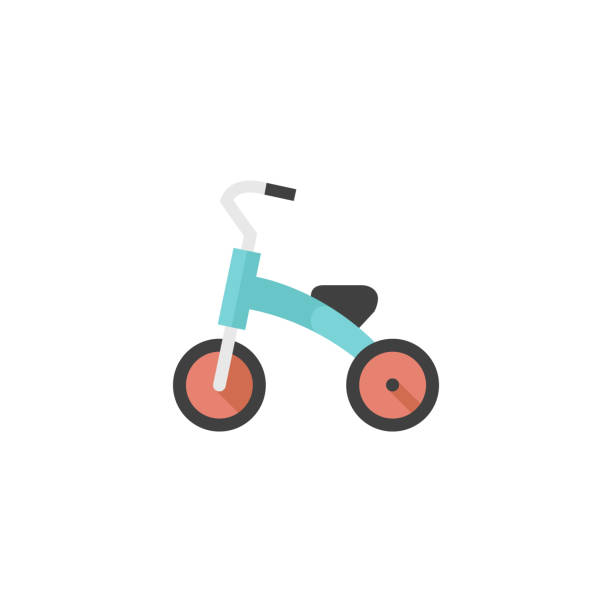 плоская иконка - детский трехколесный велосипед - wheel training sports training bicycle stock illustrations