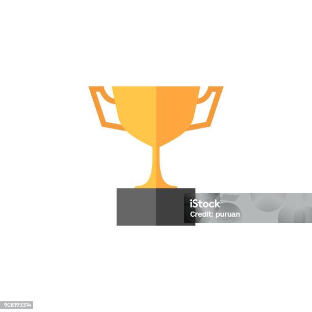 Flat Icon Trophy Stock Illustration - Download Image Now - Achievement, Award, Beginnings